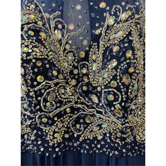 Faviana Glamour navy beaded gown Labeled Size 12 but altered - Picture 8 of 12